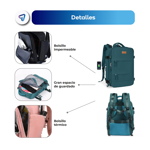 Mochila de Viaje Carry On para Cabina de Avion Porta Notebook Waggs Gris
