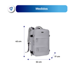 Mochila de Viaje Carry On para Cabina de Avion Porta Notebook Waggs Gris
