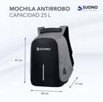 Mochila Antirrobo Impermeable Con Cargador USB Para Notebook