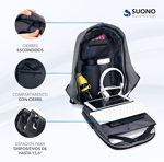 Mochila Antirrobo Impermeable Con Cargador USB Para Notebook