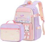 Mochila Gazigo Bunny para niñas con lonchera, color morado, de 6 a 12 años