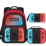 Mochila JIRAIKEI Kids Gamer para niños con fiambrera y lápiz 
