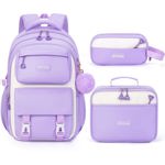 Set de mochilas Fimibuke para niñas a prueba de agua con lonchera Purp