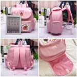 Mochila Lovemore Kawaii Bordado Fresa para Niña