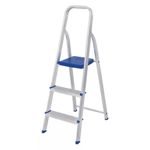 Escalera De Aluminio Mor Plegable Tijera 120 Kg 3 Escalones Con Plataforma Ultra Liviana