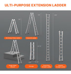 Escalera Telescópica De Aluminio Vevor De 20 Pies, Plegable
