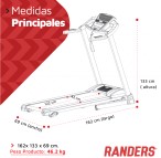 Cinta Caminadora Randers ARG-460 Eléctrica 1-14 Km/h