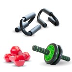 Kit Set Rueda Abdominal Mancuernas Push UP Athletic Fitness