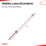 Barra de Pesas Maciza 1,8mts / 25mm Topes Roscados