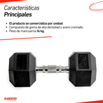 Mancuerna Hexagonal Engomada 16kg