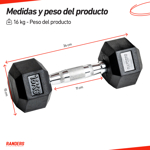 Mancuerna Hexagonal Engomada 16kg