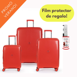 Set x 3 Valijas Carry on Mediana Grande Urbano Rígidas Expandible Rojas