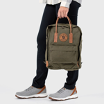 Mochila Kanken Original  N2 16L  Negro Con Cuero Marron