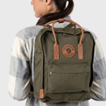 Mochila Kanken Original  N2 16L  Negro Con Cuero Marron