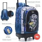Mochila Carro Skora 18" Con Llavero Con Figura de Dino Trucks