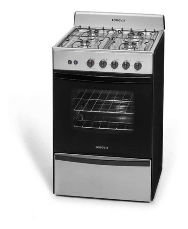 Cocina A Gas Longvie 12331x 56cm Inox Cajón Parrilla