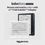 eReader Kobo Libra Colour de 7 pulgadas, blanco, antideslumbrante y resistente al agua