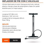 Inflador De Pie Manual Bici Pelota Auto Truper - 3 Picos