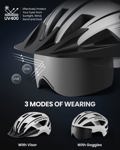Casco de bicicleta OutdoorMaster con luz, gafas y visera, color blanco