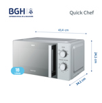 Microondas BGH Mecánico 18L Silver Espejado B118MS25