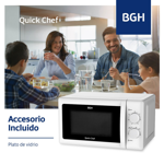 MICROONDAS BGH B120M20I - BLANCO 20 LTS 700w MECANICO (PIH049518)