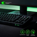Teclado Gamer VSG Quasar RGB mecánico TKL, control multimedia con interruptores Outemu