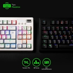 Teclado Gamer VSG Quasar RGB mecánico TKL, control multimedia con interruptores Outemu