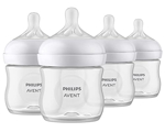 Biberón con tetina de respuesta natural, transparente, 4 oz, paquete de 4