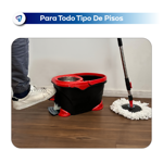 Mopa Centrifuga Lampazo Trapeador Giratorio con Balde Pedal Negro Waggs