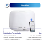 Humidificador Aromatizador De Ambiente Disfusor Aceite Esencial 300ml Con Luz Led