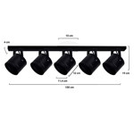 Aplique Riel Techo 5 Luces Tacho Negro AR111 Apto Led Gioluce