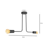 Lampara Plafon Milo 2 Luces Negro Brazo Curvo Deco Gioluce