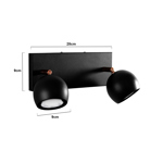 Aplique De Techo Pared Persa 2 Luces Negro/Cobre Bocha 9cm Gioluce
