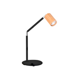 Lampara Velador Cilindro Madera 1 Luz negro Gioluce