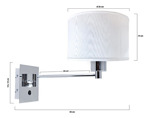 Lampara Aplique Velador Pared Hotel Cuerpo Movimiento cromo pantalla blanca Gioluce