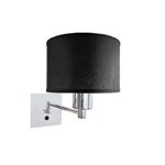 Lampara Aplique Velador Pared Hotel Cuerpo Movimiento cromo pantalla negra Gioluce