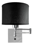 Lampara Aplique Velador Pared Hotel Cuerpo 2 Movimientos cromo pantalla negra Gioluce