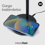 Lampara Velador Led Luz Dimmer Con Carga Inalámbrica Retro