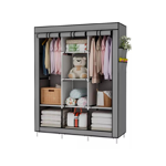 Armario Portatil Waggs Placard Organizador Perchero 8 Estantes Gris