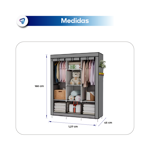 Armario Portatil Waggs Placard Organizador Perchero 8 Estantes Gris