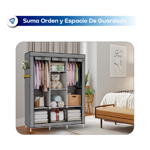 Armario Portatil Waggs Placard Organizador Perchero 8 Estantes Gris