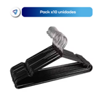 Pack 10U Perchas Engomadas Antideslizante Waggs Negro