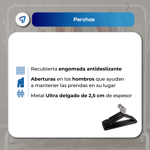 Pack 10U Perchas Engomadas Antideslizante Waggs Negro