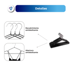 Pack 10U Perchas Engomadas Antideslizante Waggs Negro