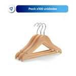 Pack 100 Perchas Infantiles Madera Lustrada Barnizadas Waggs