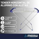 Tender Horizontal De Aluminio Midow Aletas Plegables 173cm