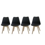 Set de 4 Sillas de diseño Tulip Negras