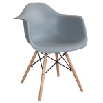 Sillón Eames Cocina Comedor Plástico Y Patas De Madera Gris