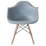 Sillón Eames Cocina Comedor Plástico Y Patas De Madera Gris