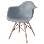 Sillón Eames Cocina Comedor Plástico Y Patas De Madera Gris